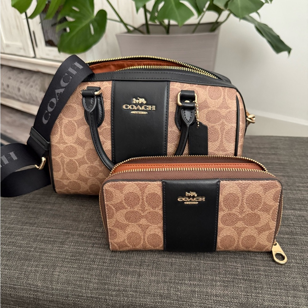 Coach Black and Tan Crossbody Bag Set